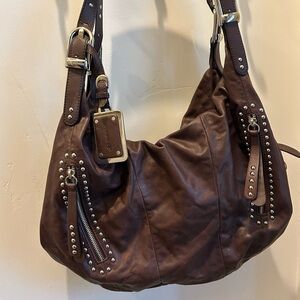B. Makowsky Brown Leather Shoulder Bag
